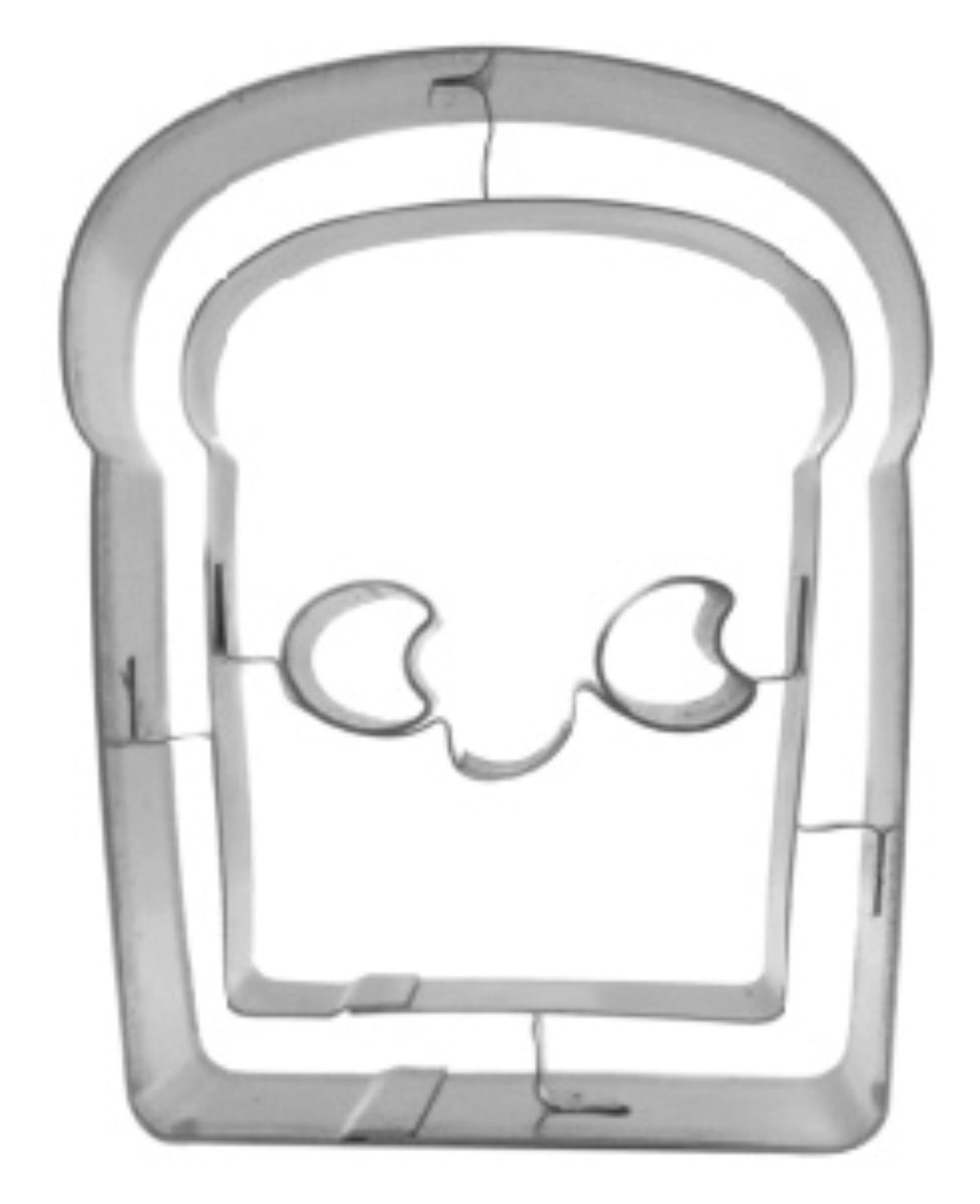 Silberner Keksausstecher in Form eines Toastbrots von Scrap Cooking, Metall-Ausstechform mit kawaii-inspirierter Silhouette für Kekse.