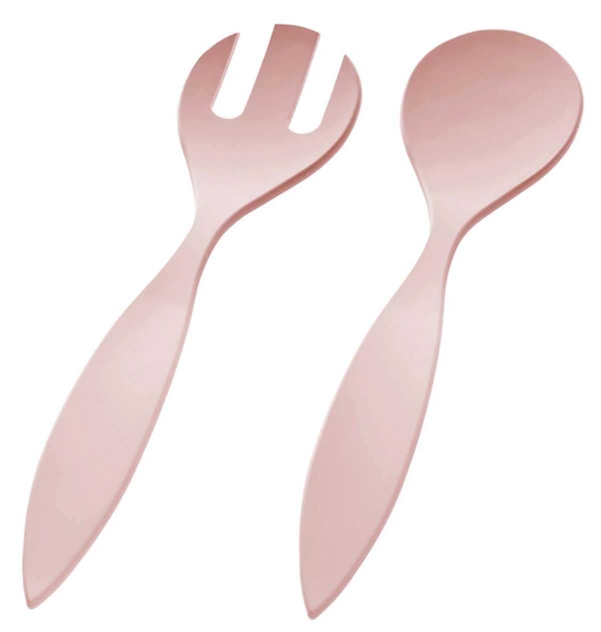 Salatbesteck aus Biopolymer in Pink Cherry, 30cm lang, organische Form, Salatzubehör von MAGU auf hellem Hintergrund fotografiert.