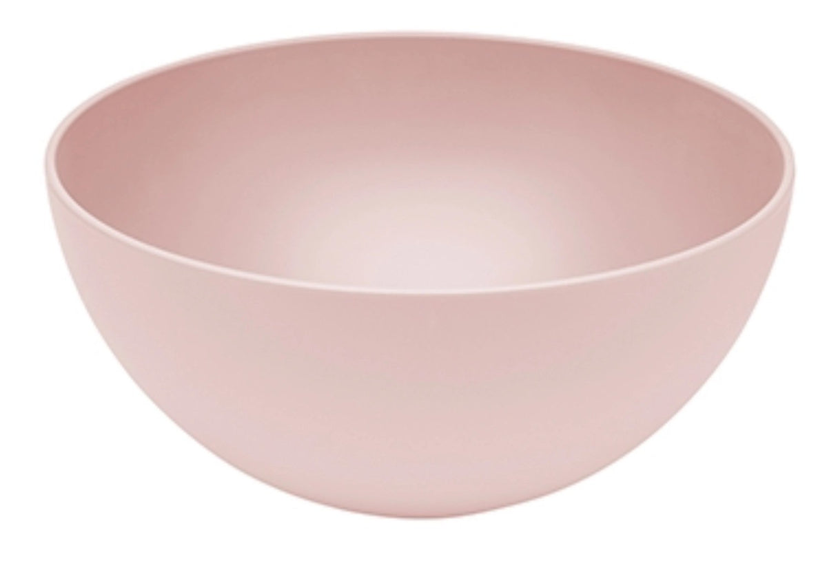 Pink-cherryfarbene Schüssel aus Biopolymer, 16 x 16 x 7 cm, mit klarer runder Form und glatter Oberfläche, vor neutralem Hintergrund.