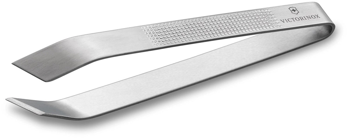 Silberne Fischgrätenpinzette von Victorinox aus Edelstahl mit rutschfestem Griff, Länge 12cm, für die präzise Küchenarbeit.