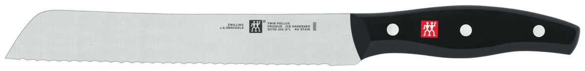 Zwilling Signature Brotmesser mit 20 cm langer Wellenschliff-Klinge aus Edelstahl und ergonomischem Griff im Drei-Nieten-Design, mehrfarbig.