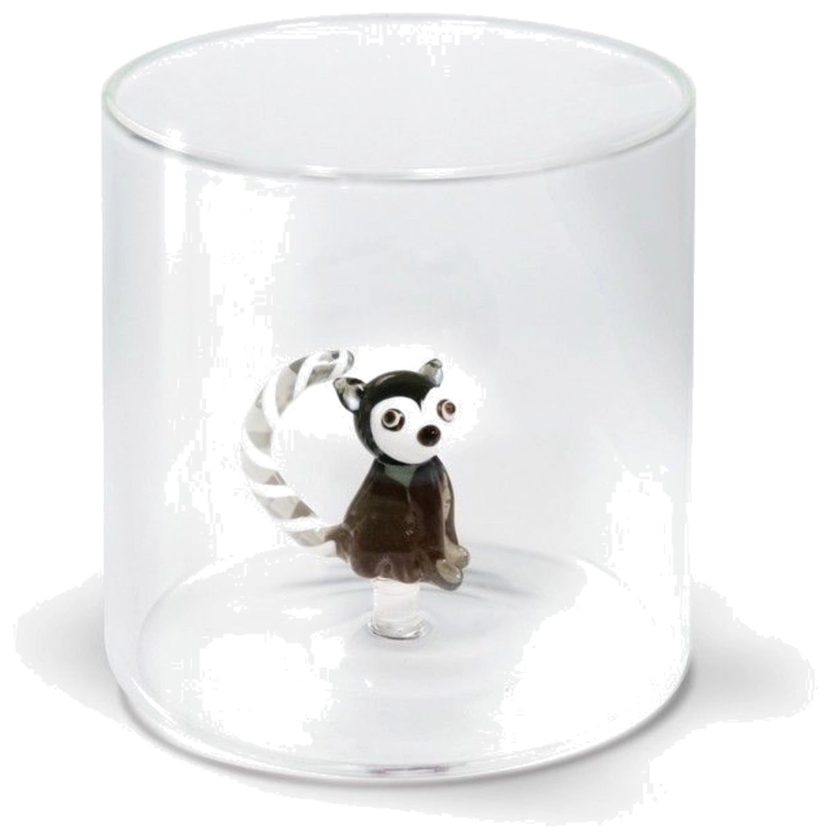 Transparente Glaskaraffe aus Borosilikatglas mit Dekor Lemur, Fassungsvermögen 250 ml, quadratische Form, Hersteller Easy Life.