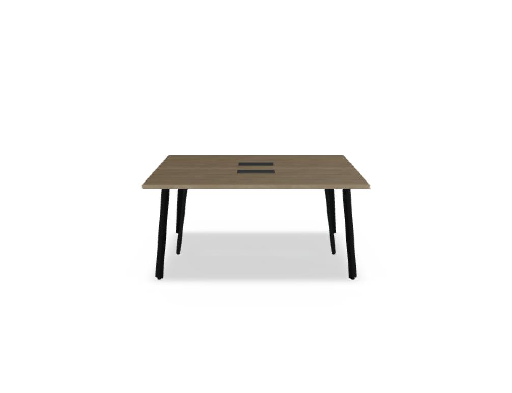 Ogi A Bench BAG0214: Moderner Doppel-Arbeitstisch mit klaren Linien, Holz-Optik und praktischem Stauraumaufsatz – ideal für produktives Homeoffice.