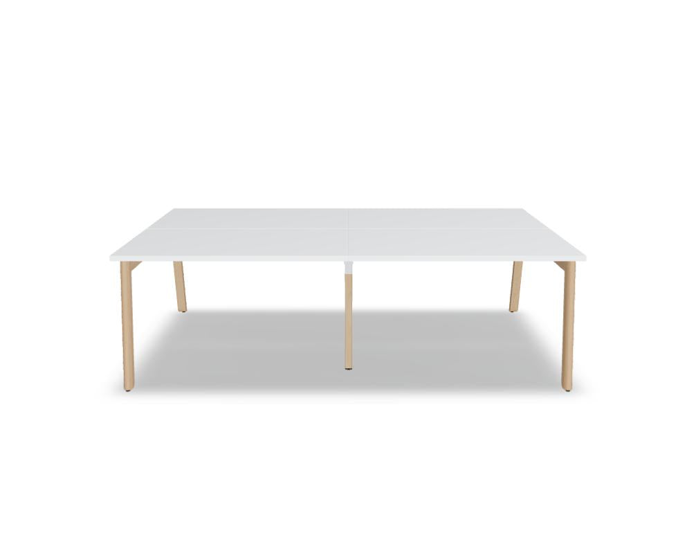 Ogi B Bench BOB420E2 Doppelschreibtisch von Mdd mit hellen Platten, weißen Gestellen und Sichtblenden für moderne Büros