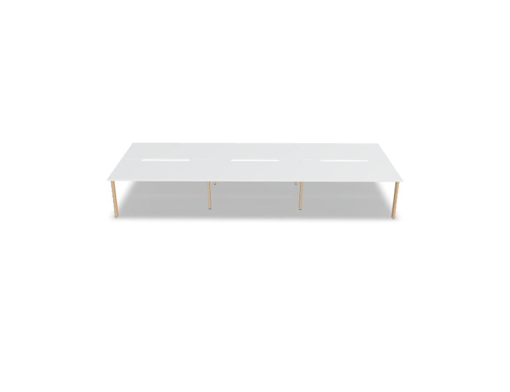 Ogi B Bench BOB340E3 Doppelschreibtisch von Mdd mit Eichenplatte und weißen Metallbeinen für moderne Büros
