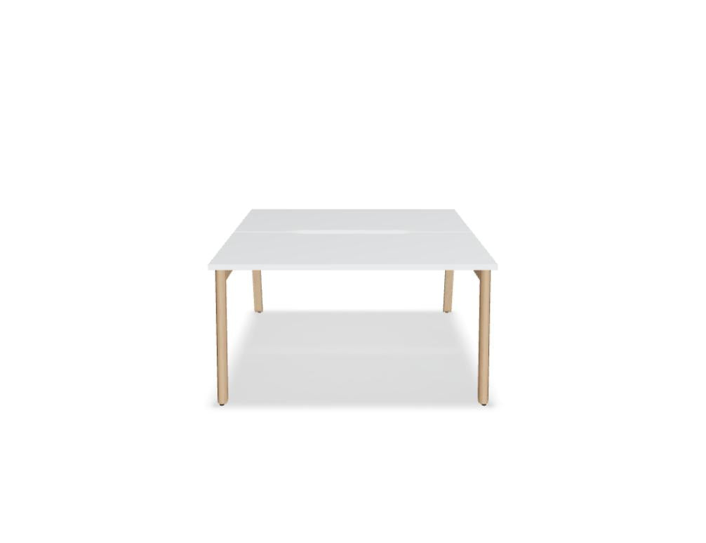Ogi B Bench BOB330 Doppelschreibtisch von Mdd mit weißen Tischplatten, Metallgestell und Sichtblenden für moderne Büros.