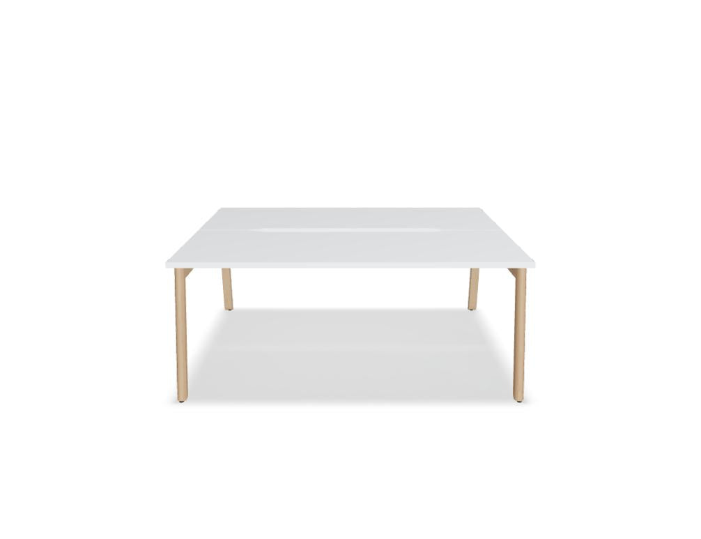 Ogi B Bench BOB350 Doppelschreibtisch von Mdd mit weißer Platte, Holzgestell und Trennwand für moderne Teamarbeit