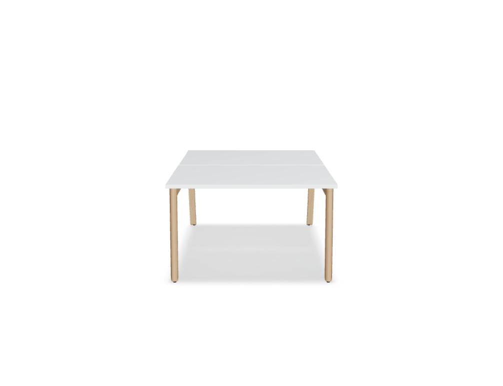 Ogi B Bench BOB420 Doppelschreibtisch von Mdd mit Holzplatte, weißem Gestell und Sichtschutz für moderne Büros.