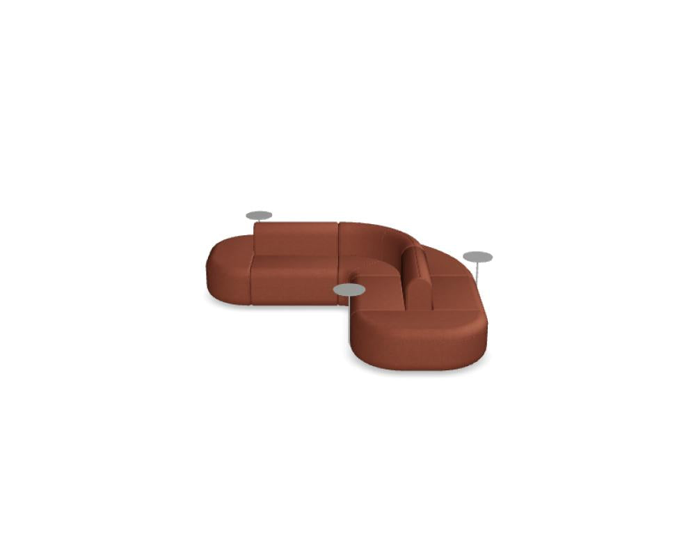 Doppeltes Sofa Artiko AT22 von MDD, zweigeteiltes, modernes Lounge-Design, bequeme Sitzfläche, graue Stoffpolsterung, Holzfüße, stilvoller Wohnbereich