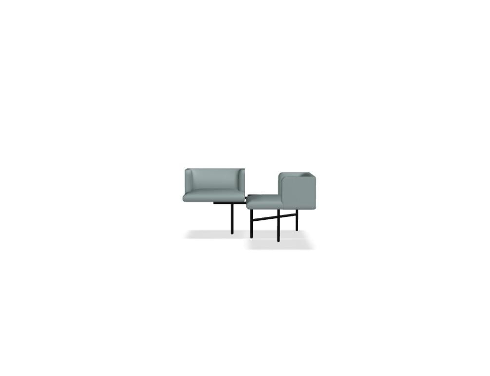 Modulares Sofa Agora von Mdd in Perlweiss mit gepolsterter Rückenlehne, Holzfurnierplatte und Metallgestell auf Füssen.