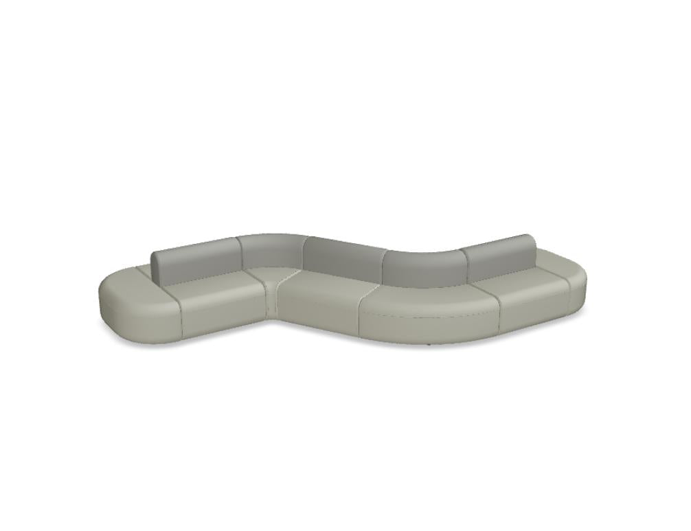Alt-Text: Artiko AT40, das doppelseitige Sofa von MDD, modernes, graues Stoffsofa mit Holzgestell, großzügige Sitzfläche, Rückenlehne und Armlehnen, stilvolles Wohnzimmer-Setting.