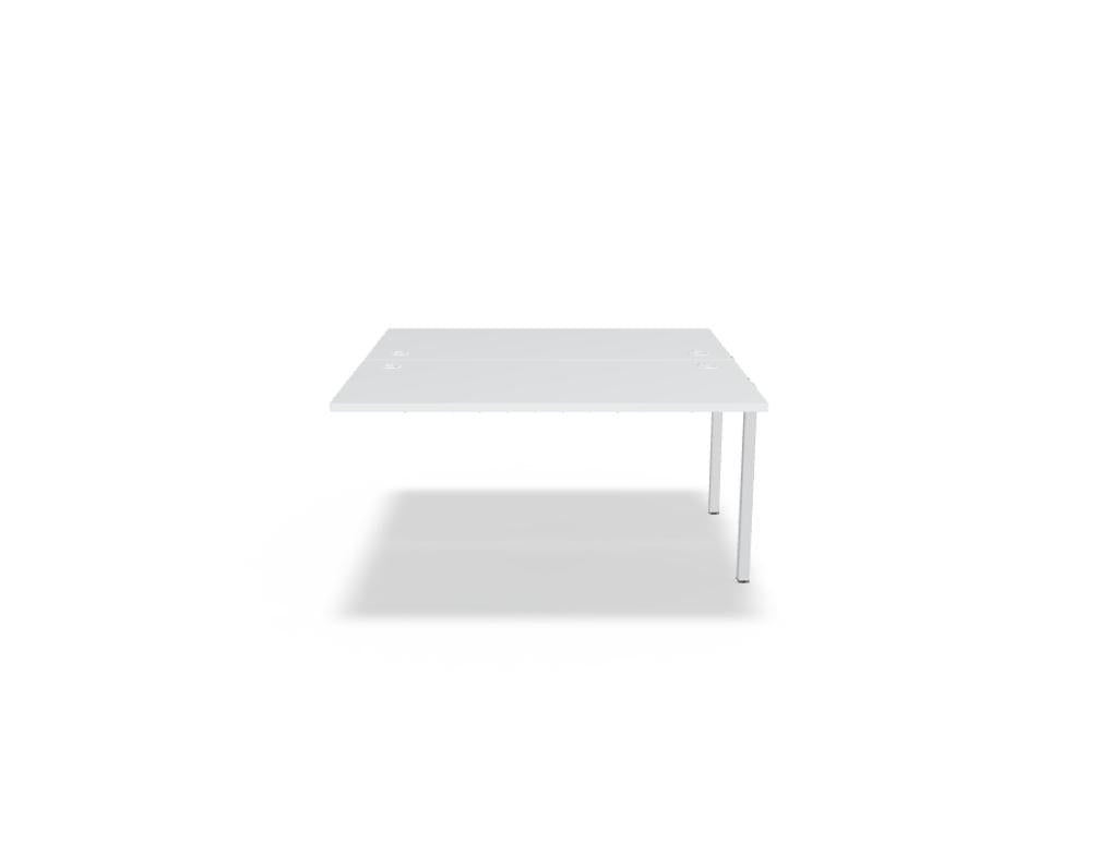 Doppelschreibtisch Ogi M Bench von Mdd mit Melamin-Tischplatte in Honigeiche und schwarzem Metallgestell, für zwei Arbeitsplätze.