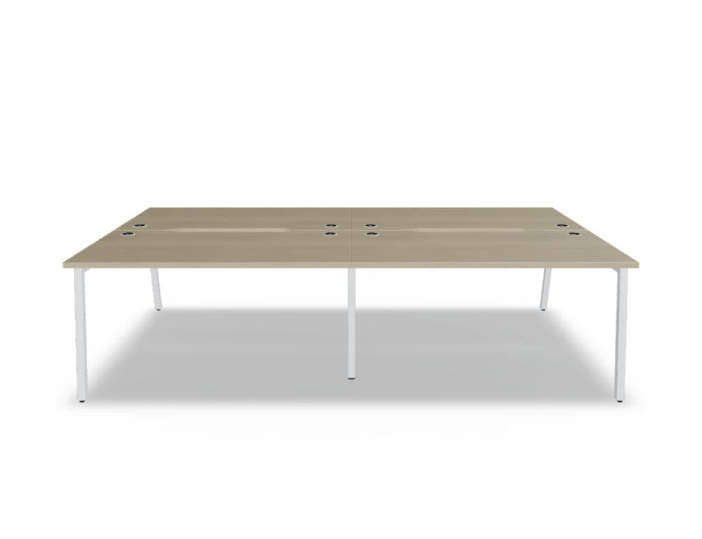 Mdd Ogi M Bench BOM33E2 Doppelschreibtisch mit heller Holzplatte und schwarzem Gestell für moderne Büros