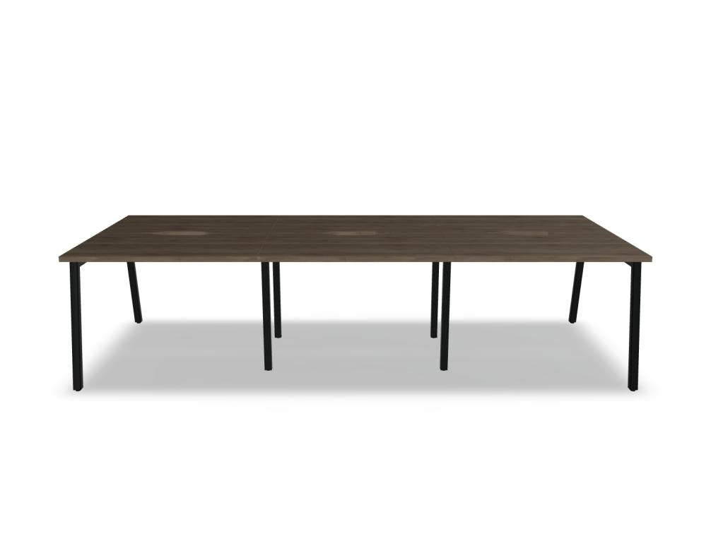 Ogi M Bench BOM50E3 Doppelschreibtisch von Mdd mit heller Tischplatte, Kabeldurchlass und modernem Gestell fürs Büro