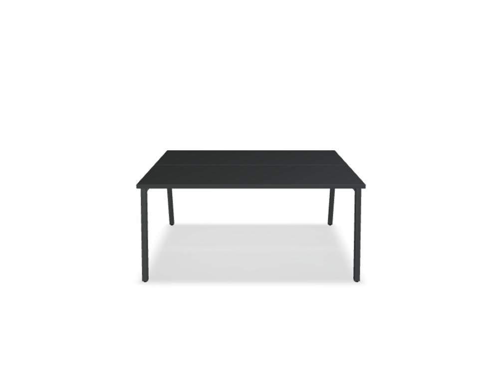 Ogi M Bench BOM46 Doppelschreibtisch von Mdd mit Holzoptik, weißen Gestellen und zentraler Trennwand fürs Büro