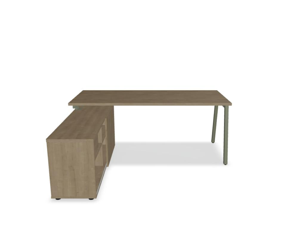 Schreibtisch mit integriertem Schrank von Ogi M BOM21, kompakte Bürolösung in moderner, wohnlicher Optik, ideale Ordnung am Arbeitsplatz