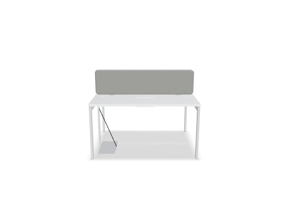 Doppelschreibtisch Ogi U Bench von Mdd mit Melaminplatte in Honigeiche und schwarzem Metallgestell, für zwei Arbeitsplätze.