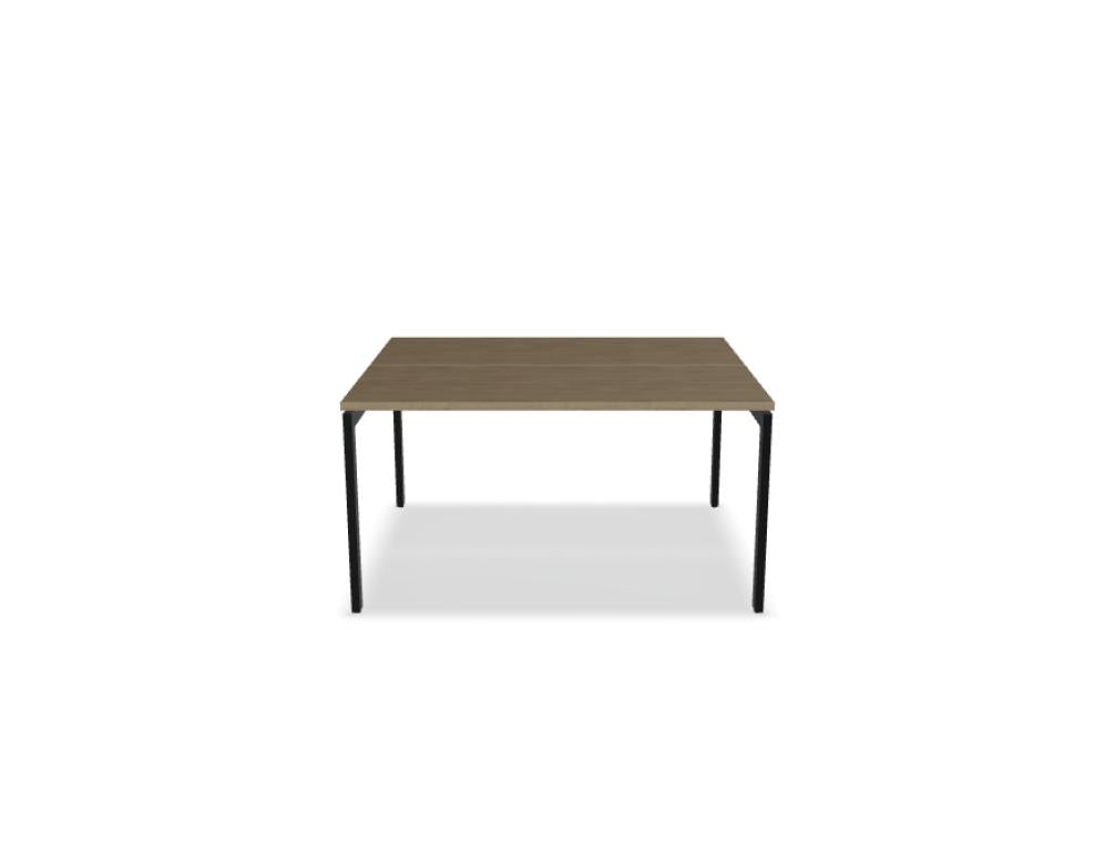 Ogi U Bench BOU54 Doppelschreibtisch von Mdd mit zwei Arbeitsplätzen, Holzplatte und weißem Metallgestell im Studio
