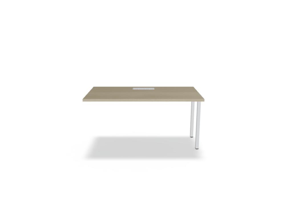 Schreibtisch Ogi U von Mdd mit Tischplatte in Honigeiche und pulverbeschichtetem, schwarzem Metallgestell im minimalistischen Design.