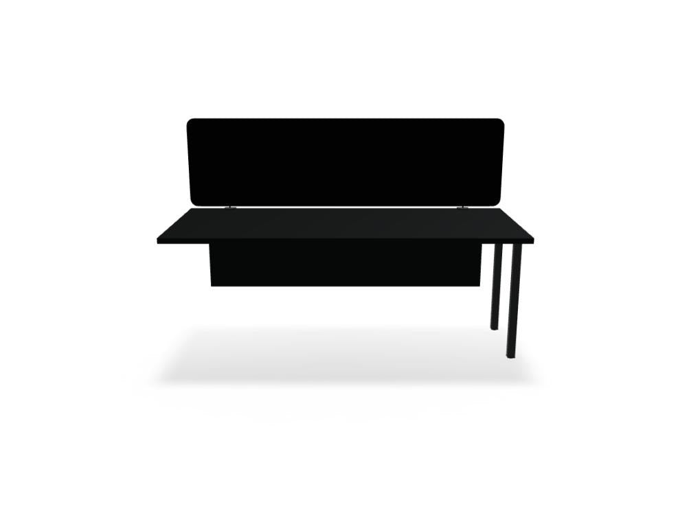 Schreibtisch Ogi U von Mdd mit Tischplatte in Honigeiche und pulverbeschichtetem, schwarzem Metallgestell im minimalistischen Design.