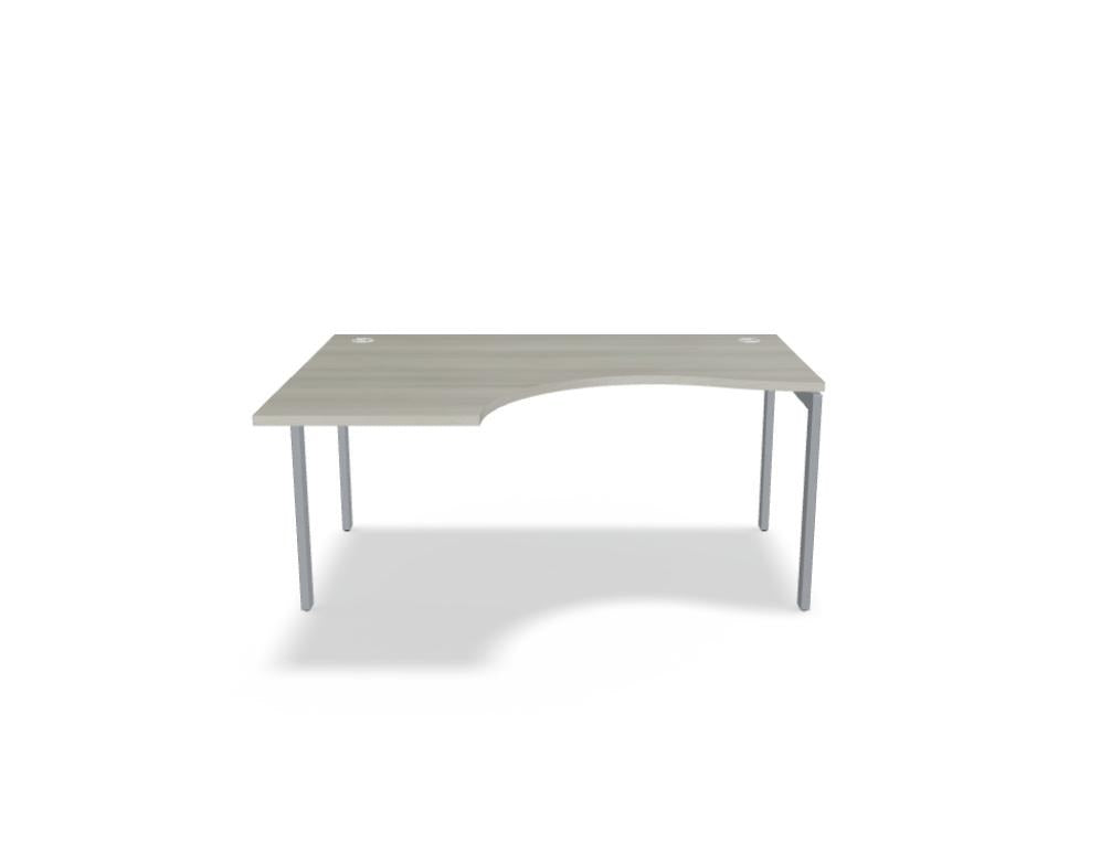 Schreibtisch Ogi U von Mdd mit Tischplatte in Honigeiche und pulverbeschichtetem, schwarzem Metallgestell im minimalistischen Design.