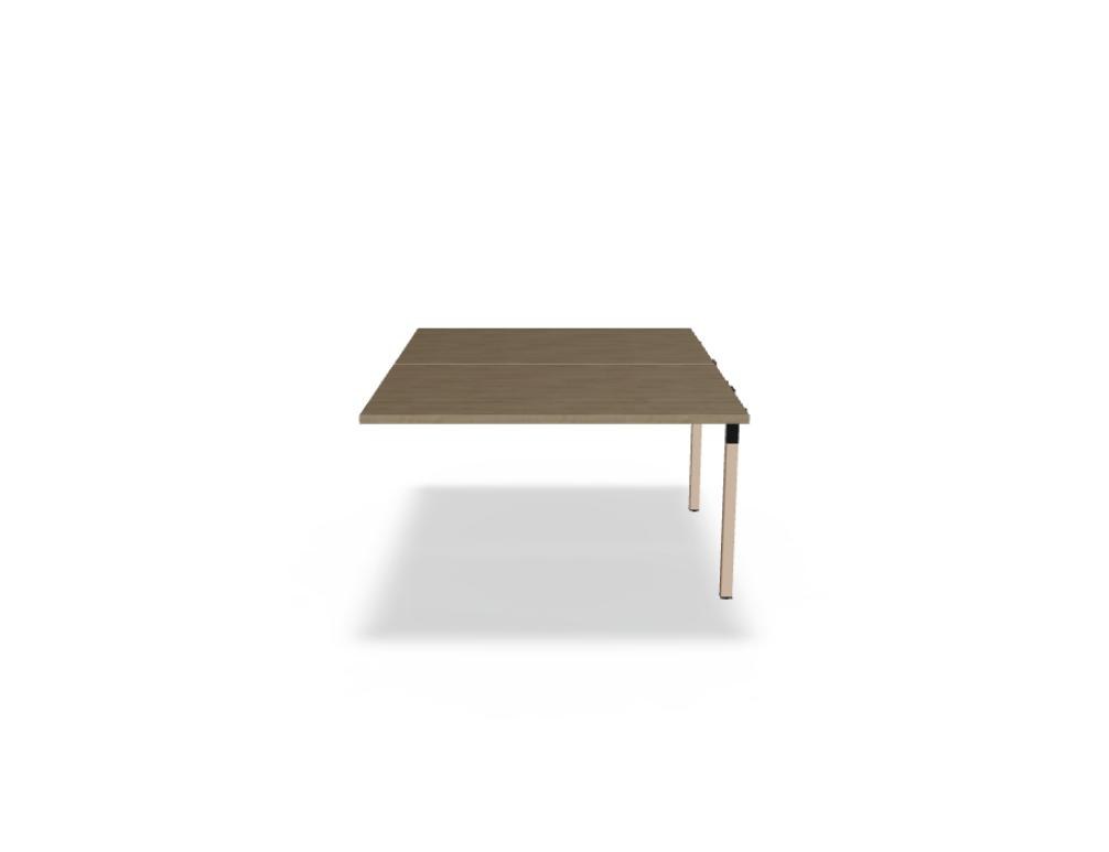 Doppelschreibtisch Ogi W Bench mit Platte in Honigeiche, Gestell aus Eschenholz und schwarzem Metallrahmen, für zwei Arbeitsplätze.