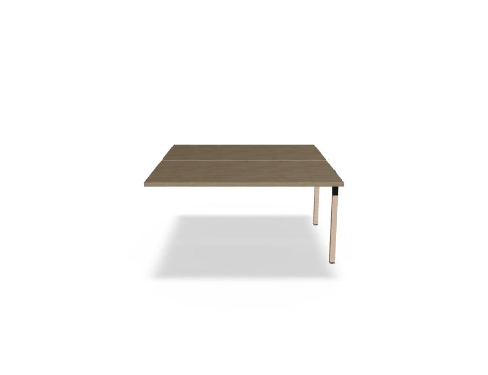 Doppelschreibtisch Ogi W Bench mit Platte in Honigeiche, Gestell aus Eschenholz und schwarzem Metallrahmen, für zwei Arbeitsplätze.