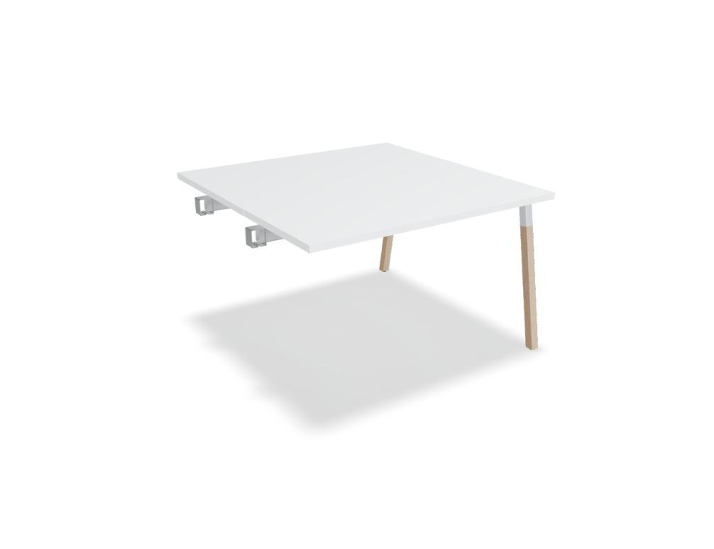 Konferenztisch Ogi W von Mdd mit Tischplatte in Honigeiche, Holzbeinen in Naturesche und schwarzem Metallgestell im Büro.