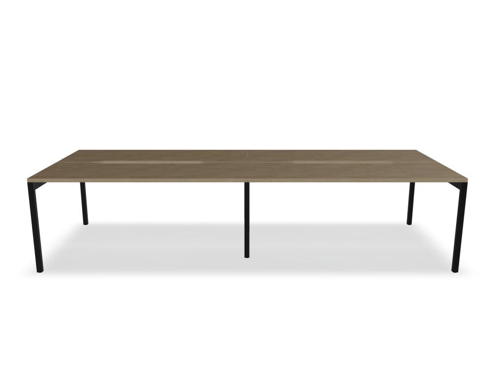 Bild zeigt den Ogi Y Bench BOY56E2 Schreibtisch-Doppellösung: eleganter Holztisch in heller Ausführung, kompakte Arbeitsfläche, stapelbare Schubladen und integrierte Kabeldurchführung – ideales Arbeitsmöbel für Büro oder Home-Office.