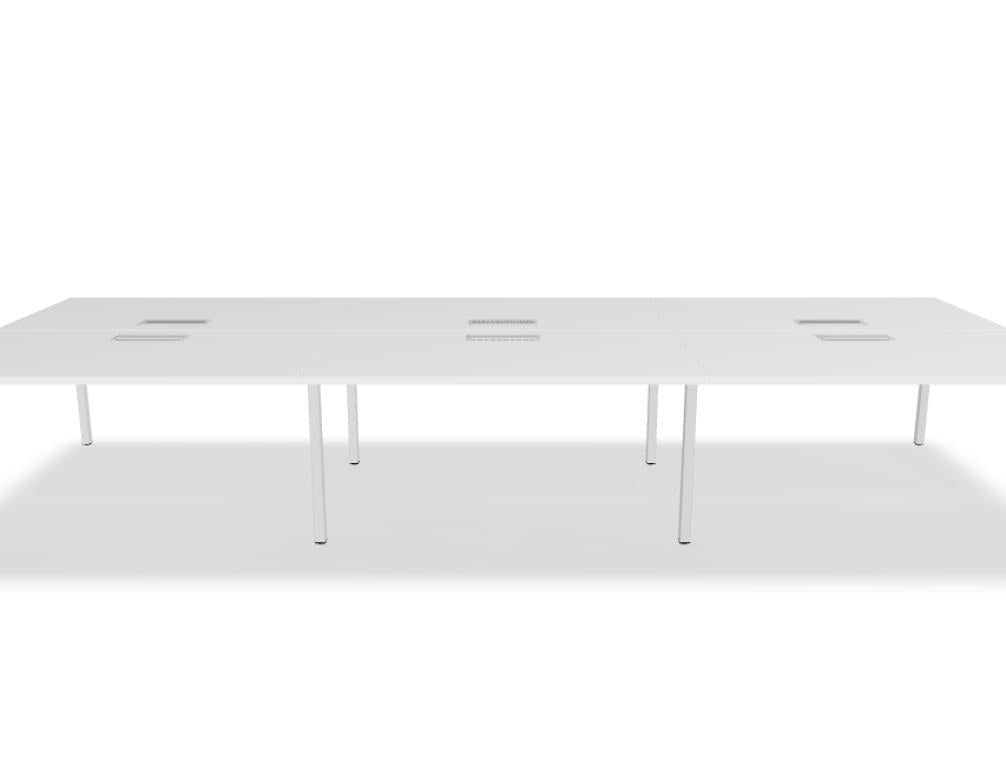 Doppelschreibtisch Ogi Y Bench von Mdd in Honigeiche mit schwarzem Metallgestell, Tischplatte für zwei Arbeitsplätze nebeneinander.