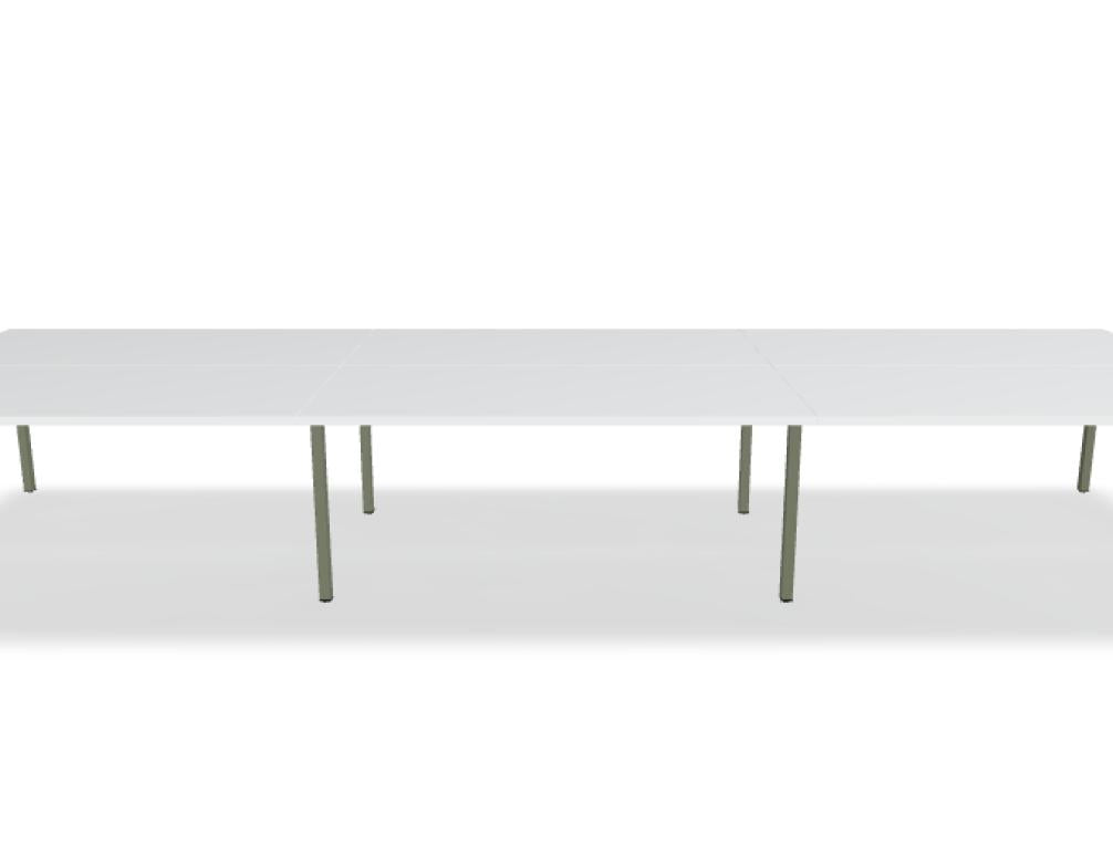 Hoher Doppelschreibtisch Ogi Y Bench BOY34E3 in hellem Holzton, stabiler Rahmen, platzsparend, modernes Design für Büro oder Study-Bereich.