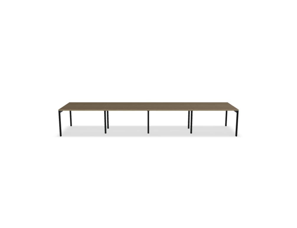Schreibtisch Ogi Y Bench BOY52E4 in hellem Holzfinish mit zwei Arbeitsplatten und Stahlgestell, ideal als Doppelschreibtisch für Büro oder Arbeitsbereich