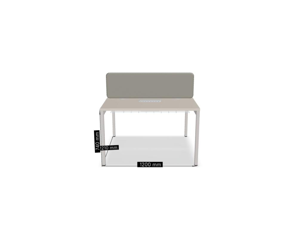 Ogi Y Bench BOY52: Moderner Doppelschreibtisch mit klaren Linien, helles Holzfinish, platzsparendes Design und stabile Denkerfläche für zwei Arbeitsbereiche.