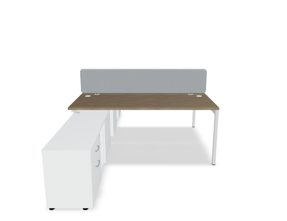 Ogi Y Bench BOYL41: Moderner Doppel-Schreibtisch mit klaren Linien, funktionaler Arbeitsfläche und schlanker Bodenkonstruktion in zeitloser Farbgebung.