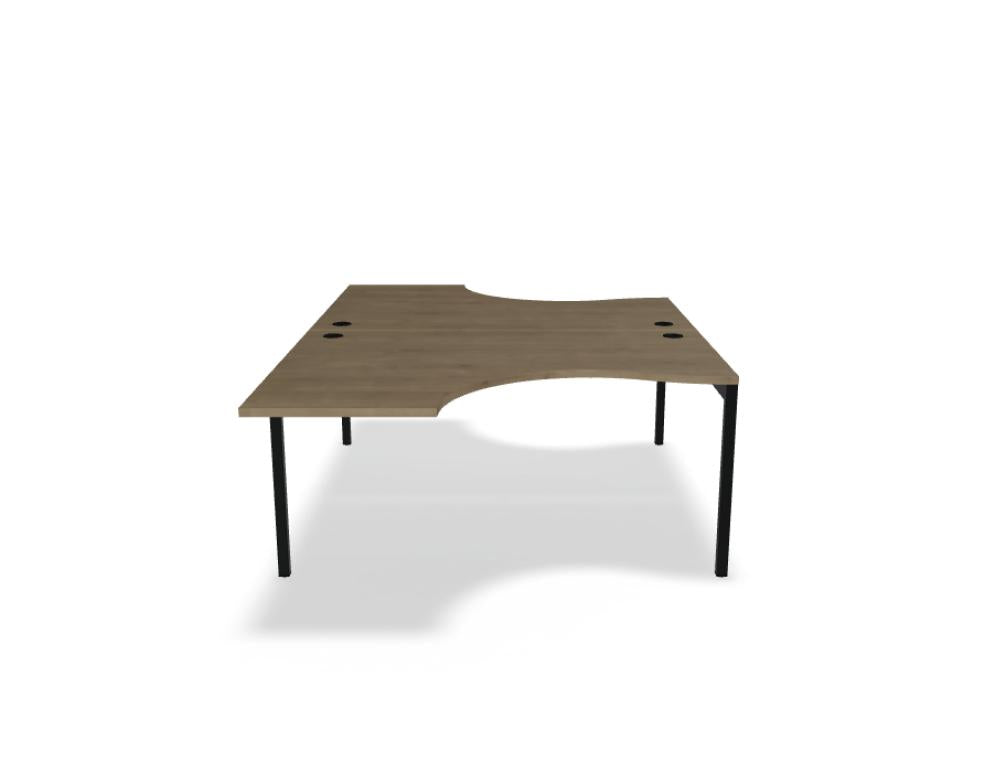 Bild zeigt den Ogi Y Bench BOY15 Doppelschreibtisch von Mdd in modernem Design, zwei Arbeitstischelemente, klare Linien, Holzoptik, ideal für effiziente Arbeits- oder Lernbereiche