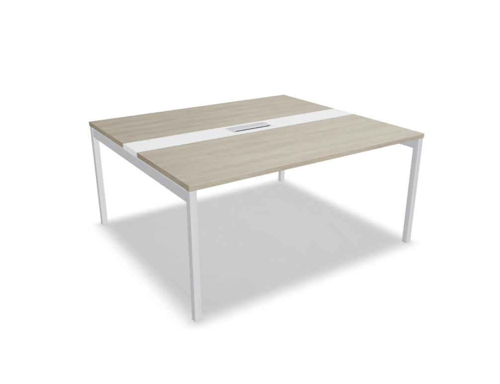 Tisch Ogi Y SY26 – moderner Esstisch aus Holz mit weißer Oberfläche, geradliniges Design, auffällige Maserung, stabile Geometrie, ideal für Essbereich