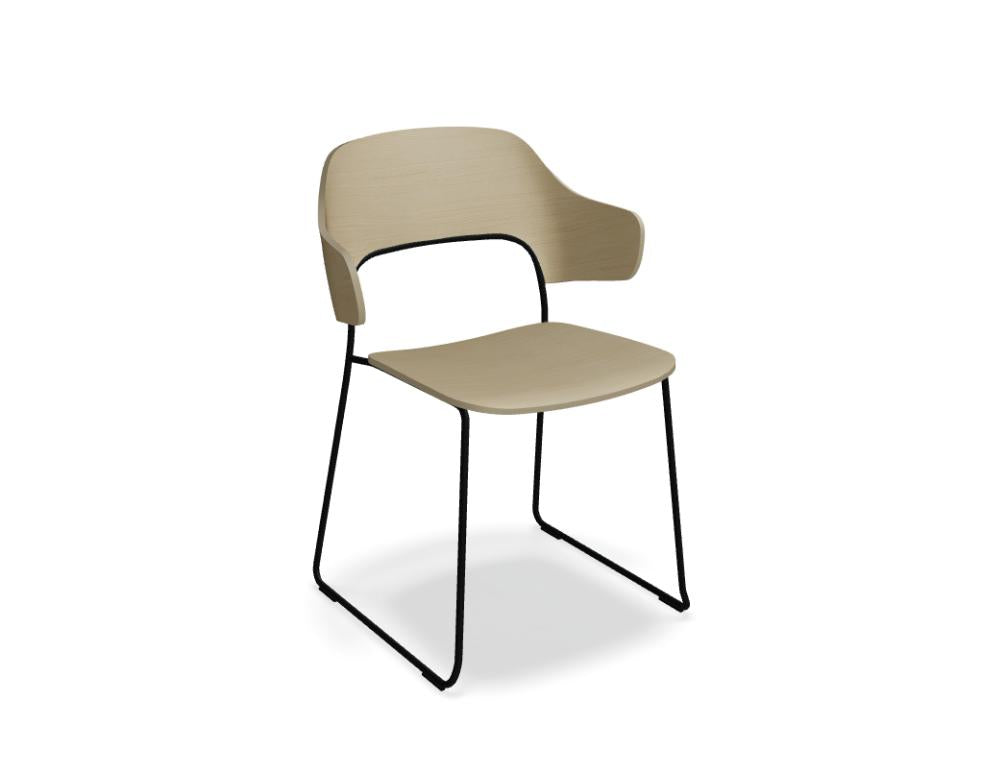 Mdd Afi AF05 Stuhl mit Armlehnen in modernem Design, gepolsterte Sitzschale und schlankes Gestell für Büro und Lounge