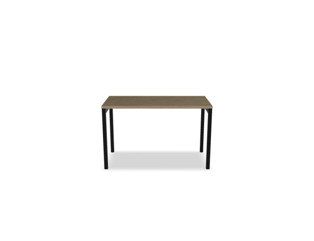 Schreibtisch Ogi Y von Mdd mit Tischplatte in Honigeiche und schwarzem Metallgestell, Profil 40x40 mm, für Büroarbeitsplätze.