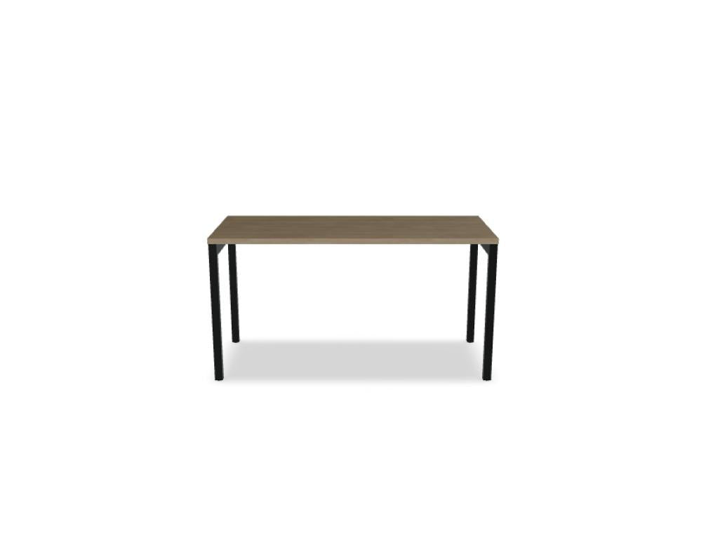 Schreibtisch Ogi Y von Mdd mit Tischplatte in Honigeiche und schwarzem Metallgestell, Profil 40x40 mm, für Büroarbeitsplätze.
