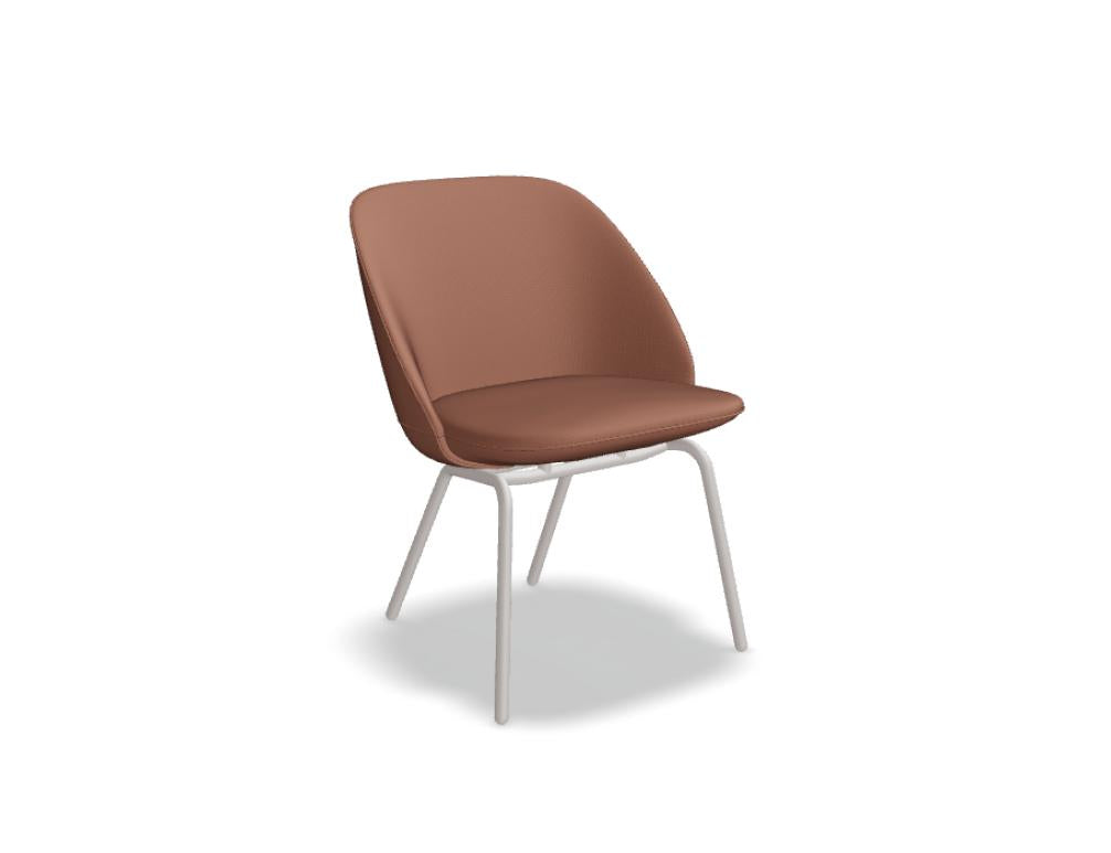 Weißer Konferenzsessel Paralel PR1P20 mit schwarzem 4-Bein-Gestell, gepolsterter Sitz und Rückenlehne, ideal für Meetings und Wartebereiche. Moderne Büroeinrichtung.