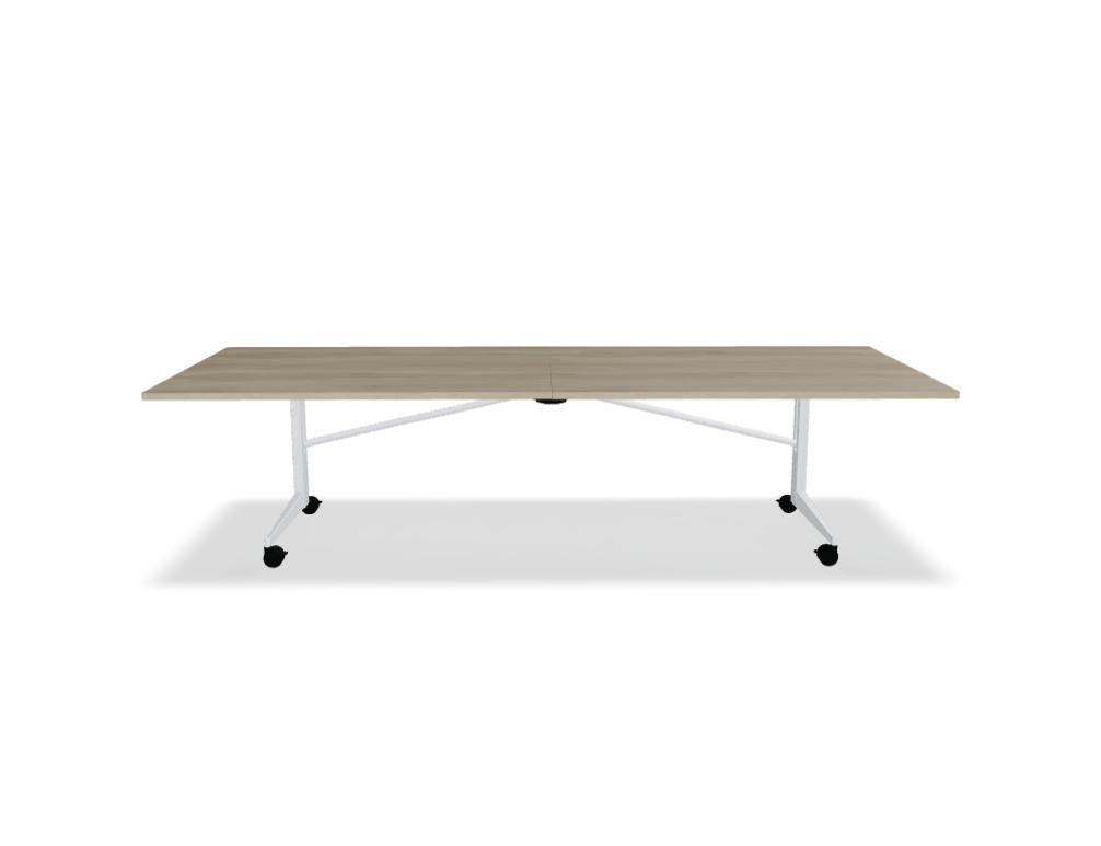 Klapptisch Plex PXP09 von Mdd, heller Konferenztisch mit trocken abwischbarer Oberfläche, kompakt aufgebaut, ideal für Meetings und flexibel nutzbare Arbeitsflächen.