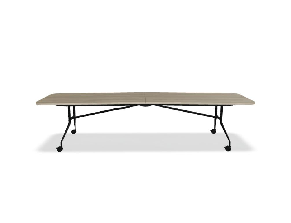 Bild des Klapptisches Plica PCZ05 ( Konferenztisch ) von Mdd. Moderner, grau melierter Konferenztisch mit klappbaren Blättern, robustem Metallgestell, ideal für flexible Besprechungsräume.