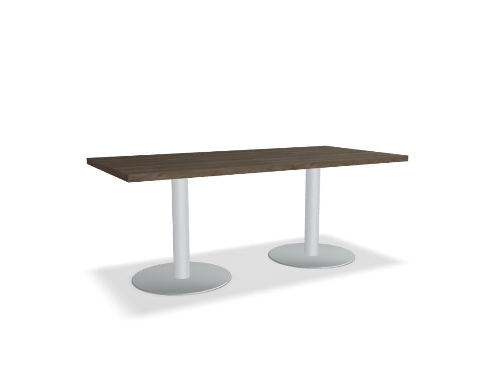 Konferenztisch Quando von Mdd mit rechteckiger Tischplatte in Kanadischer Eiche, Aluminium-Gestell und Nivellierfüssen, Grösse 190x90x74 cm.