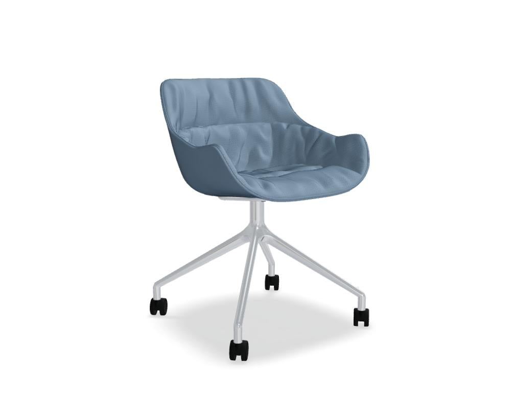 Baltic Soft Duo BL5PP19K Drehstuhl mit Rollen, gepoliertem Aluminiumgestell und gepolsterter Sitzschale von Mdd