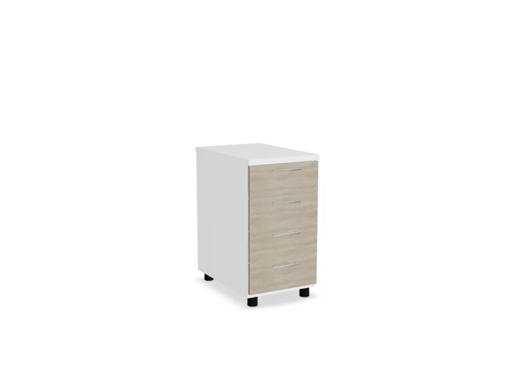 Weisser Standcontainer mit Melaminplatte, Metallschubladen und Aluminiumgriffen, Masse 100x60x74 cm, Korpus-Möbel von Mdd.