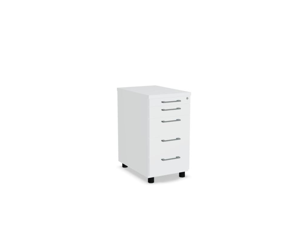 Weisser Standcontainer mit Melaminplatte, Metallschubladen und Aluminiumgriffen, Masse 100x60x74 cm, Korpus-Möbel von Mdd.
