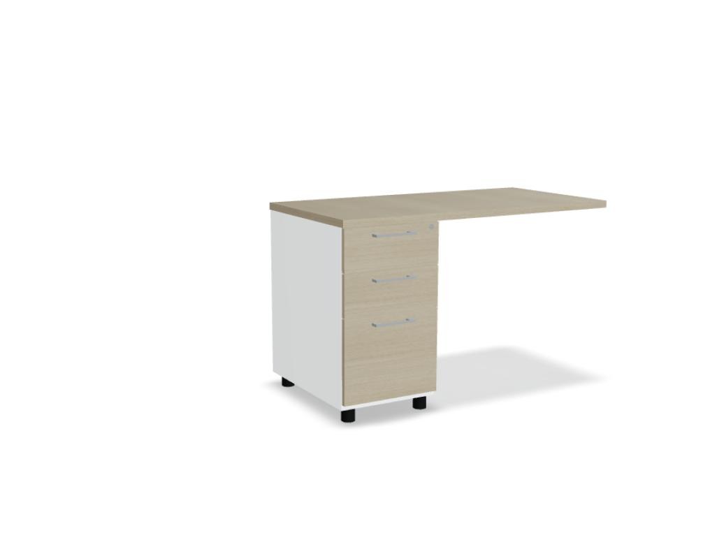 Weisser Standcontainer mit Melaminplatte, Metallschubladen und Aluminiumgriffen, Masse 100x60x74 cm, Korpus-Möbel von Mdd.