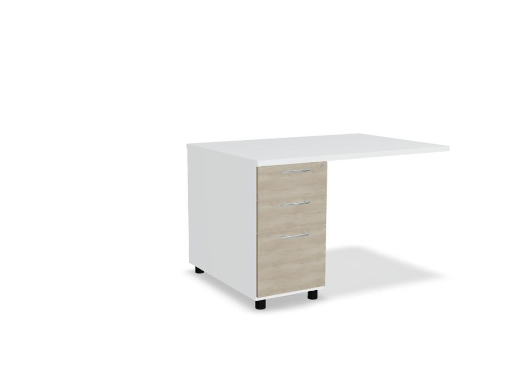 Weisser Standcontainer mit Melaminplatte, Metallschubladen und Aluminiumgriffen, Masse 100x60x74 cm, Korpus-Möbel von Mdd.