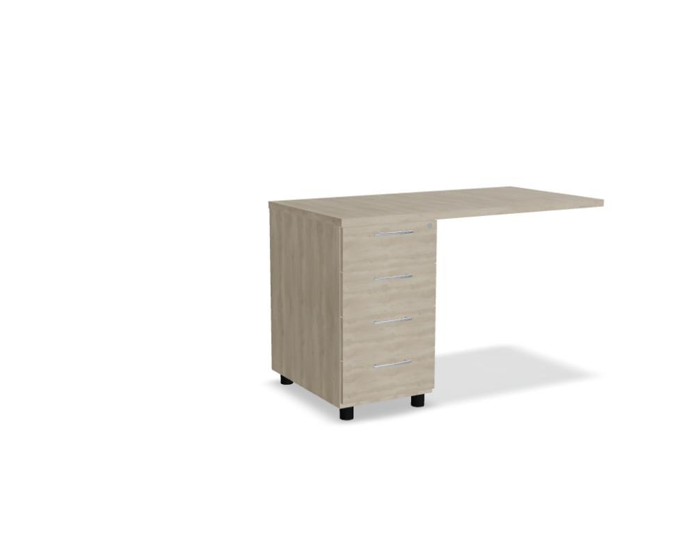 Weisser Standcontainer mit Melaminplatte, Metallschubladen und Aluminiumgriffen, Masse 100x60x74 cm, Korpus-Möbel von Mdd.