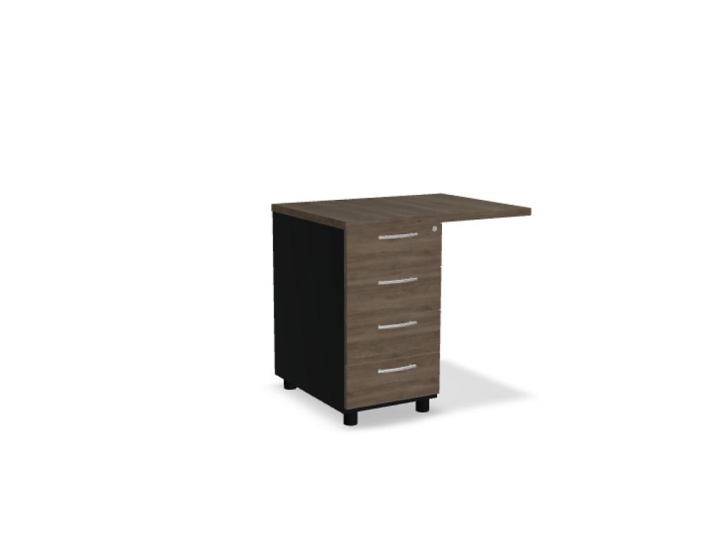 Weisser Standcontainer mit Melaminplatte, Metallschubladen und Aluminiumgriffen, Masse 100x60x74 cm, Korpus-Möbel von Mdd.